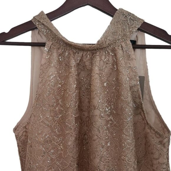 J Crew Tie-Neck Top In Metallic Gold Lace Sleeveless Women Size Small NEW - Picture 2 of 7